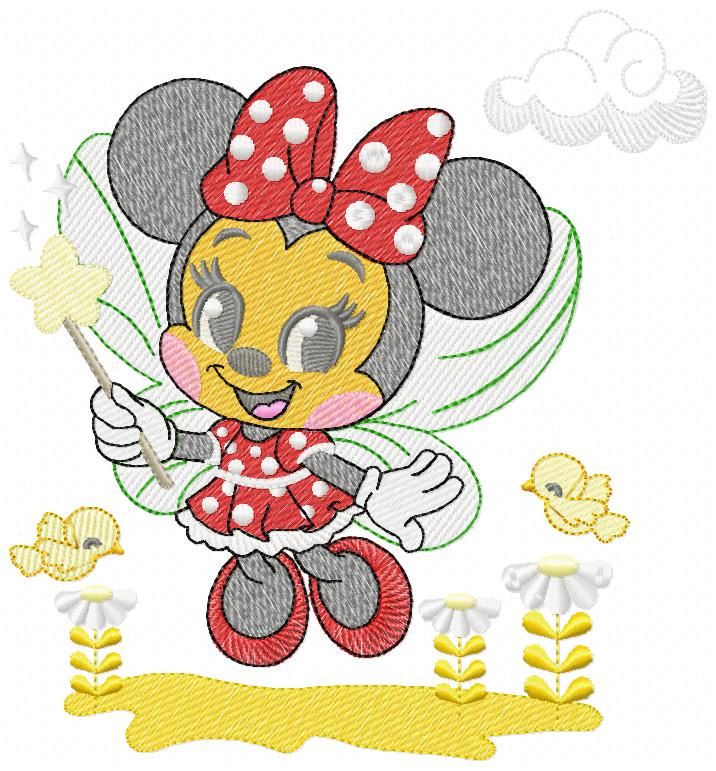 Collection Minnie Multi-Size free machine embroidery design — 7.31×7.87 in — 26,682 stitches — 17 colors — DST, EXP, HUS, JEF, PES