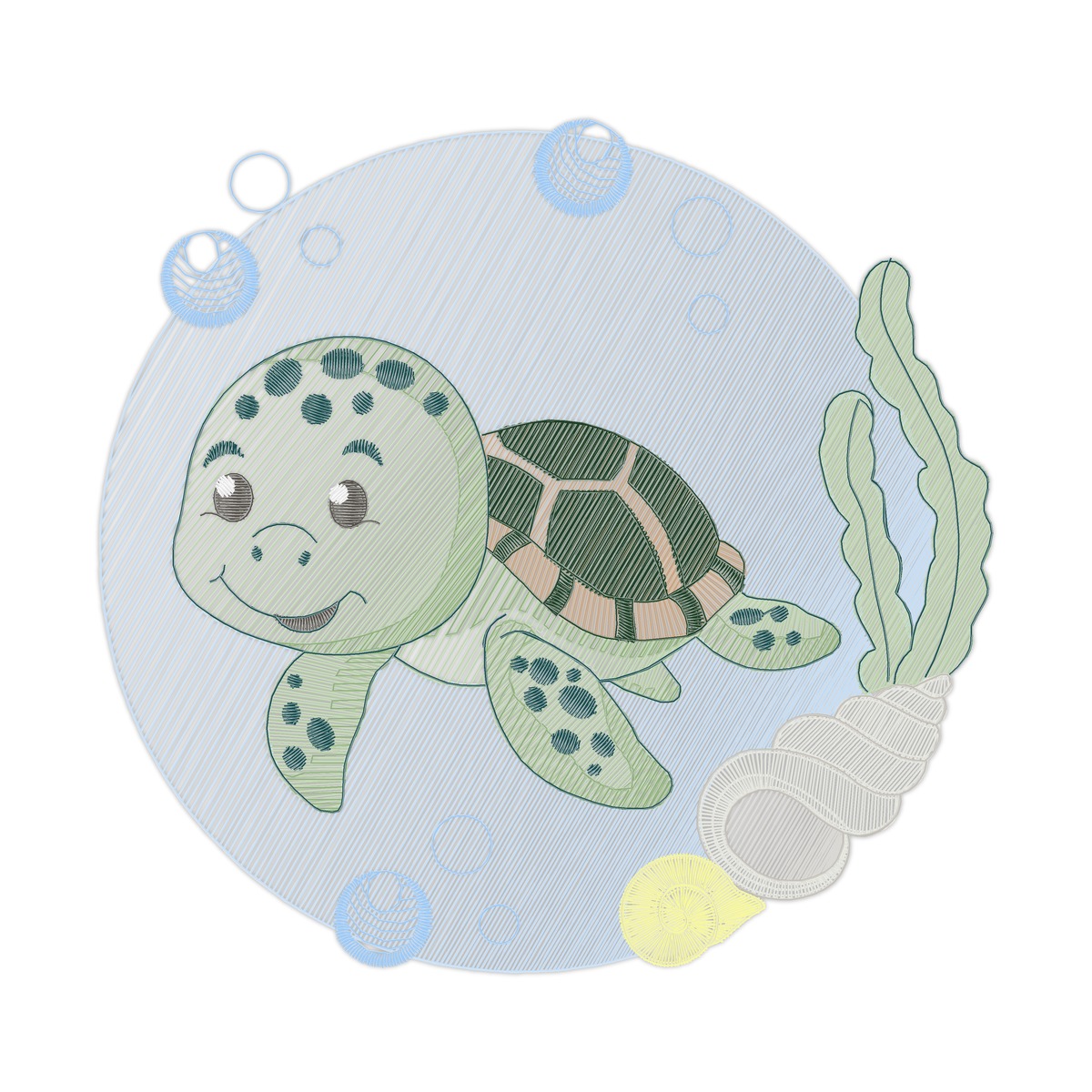 Collection Under Water Of Ocean Part 8 Multi-Size free machine embroidery design — 4.72×4.52 in — 16,817 stitches — 16 colors — DST, EXP, JEF, PES, XXX