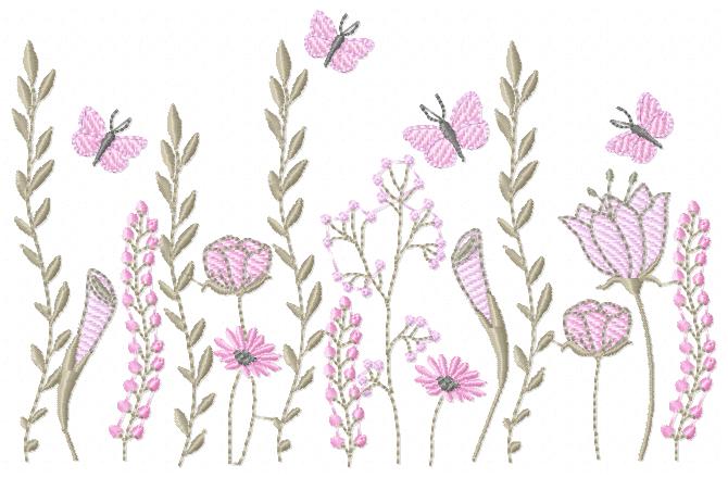 Elegant Pack Garden free machine embroidery design — 6.82×4.42 in — 13,540 stitches — 6 colors — DST, EXP, JEF, PES, XXX
