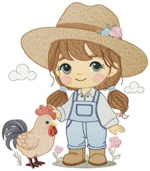 Farm Girl And Galo Free Machine Embroidery Design