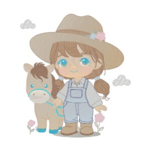 Farm Girl And Horse Free Machine Embroidery Design