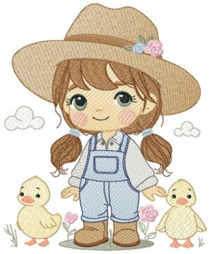 Farm Girl And Patinhos Free Machine Embroidery Design