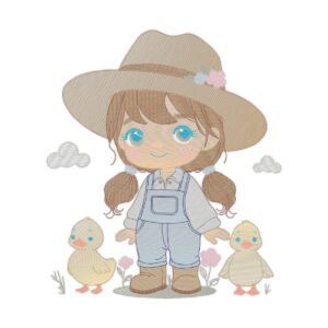 Farm Girl And Patinhos Free Machine Embroidery Design