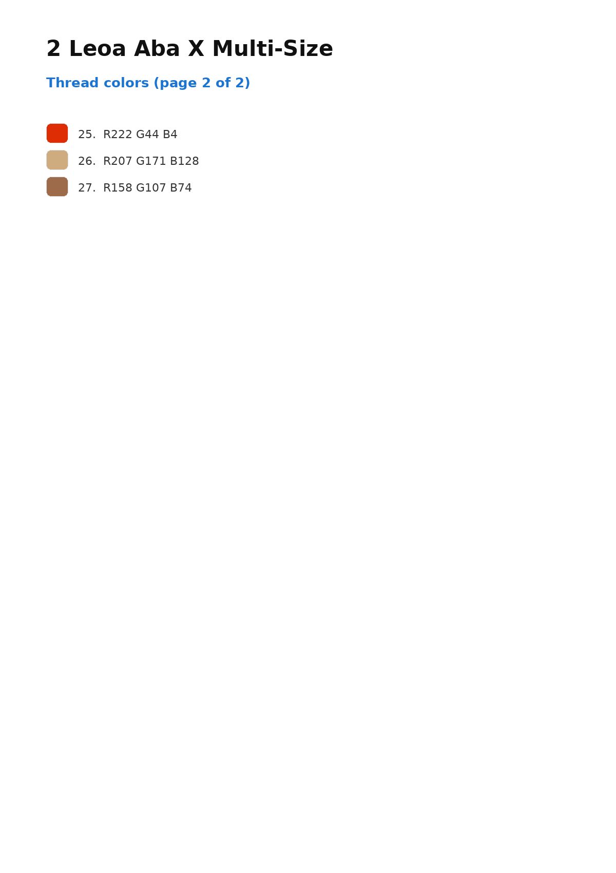 Thread color chart