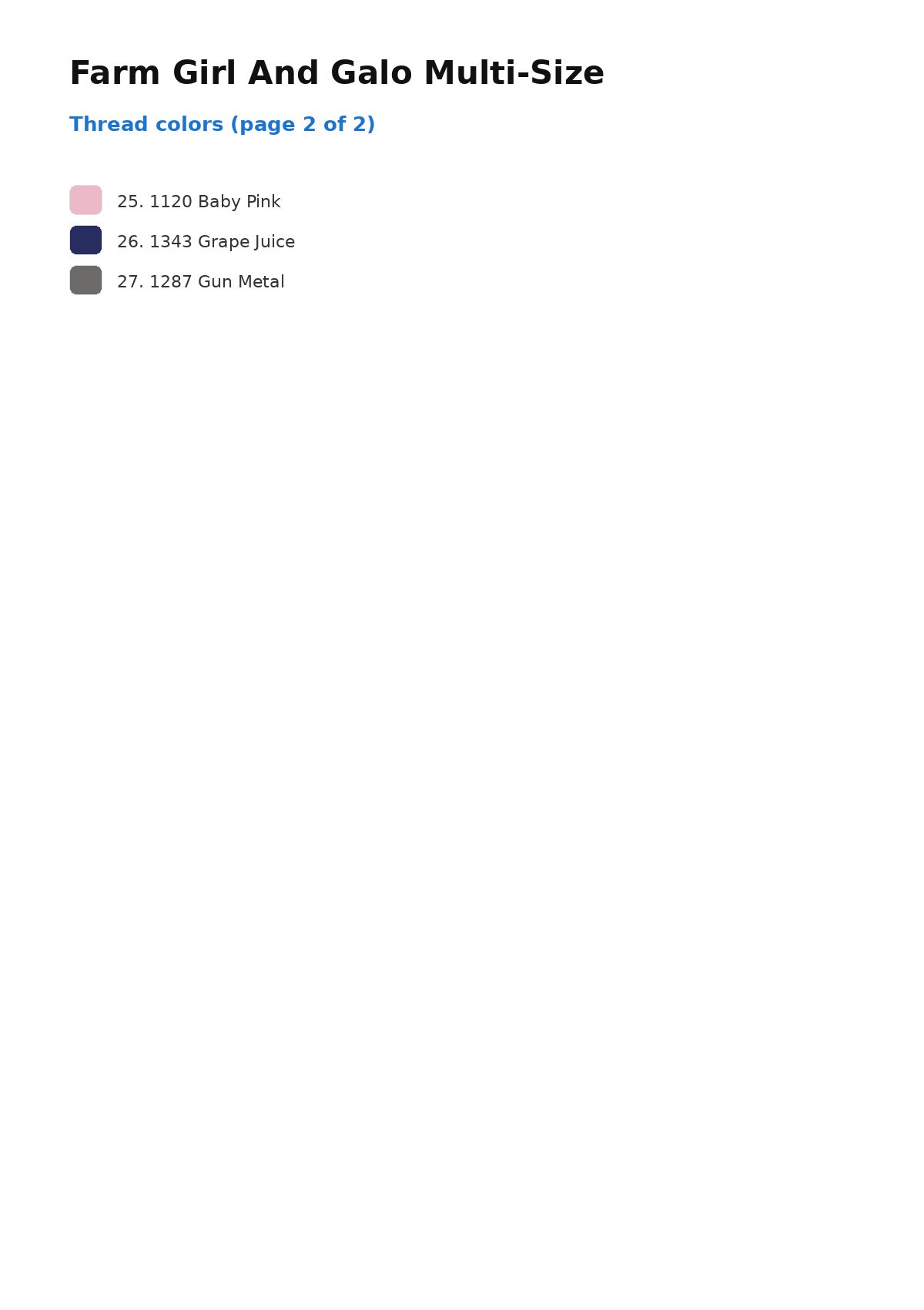Thread color chart