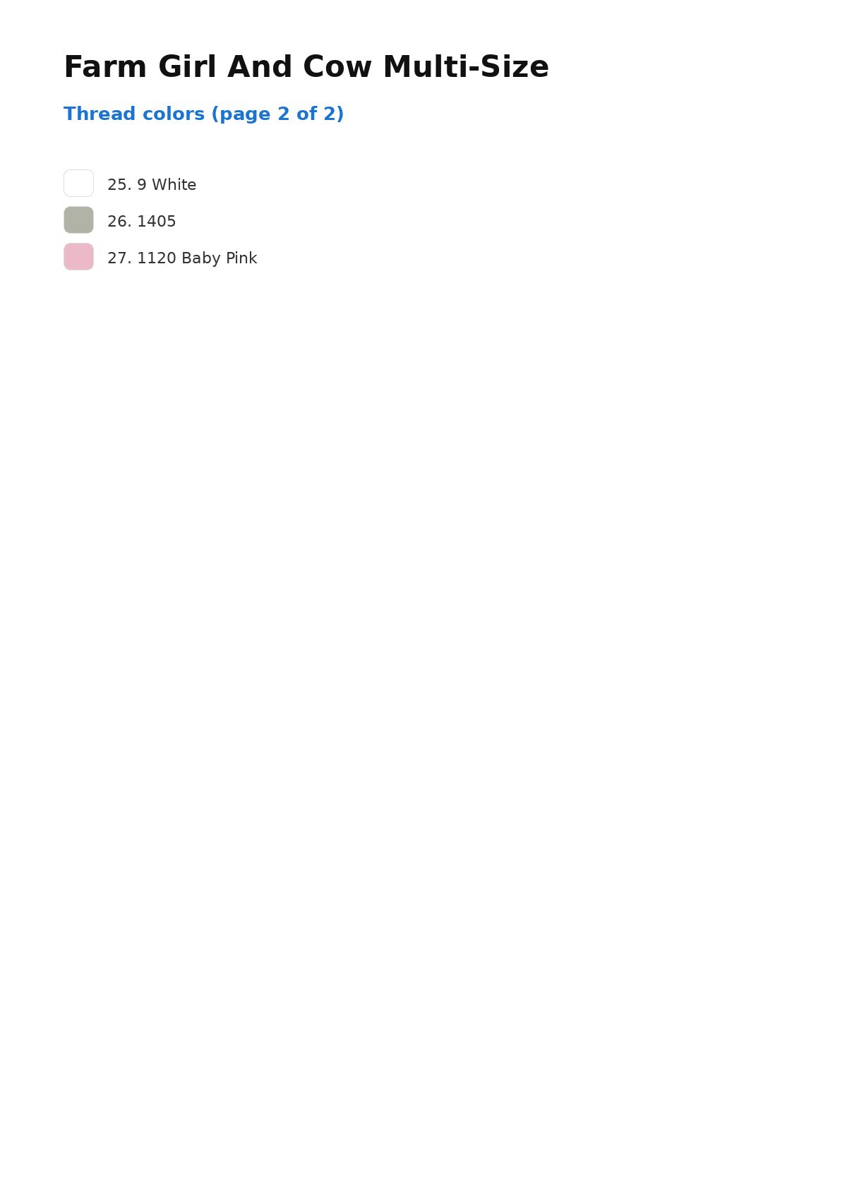 Thread color chart