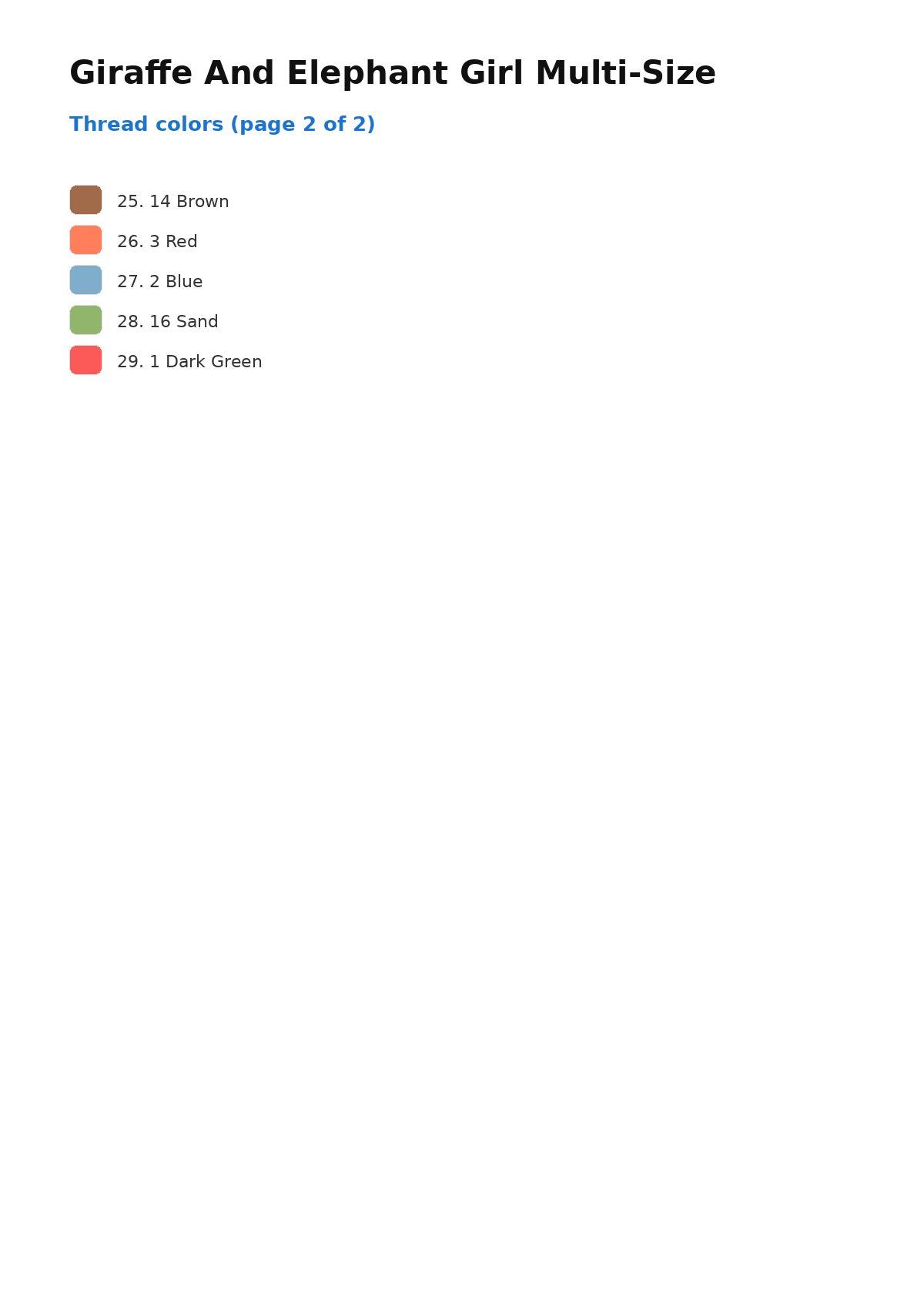 Thread color chart