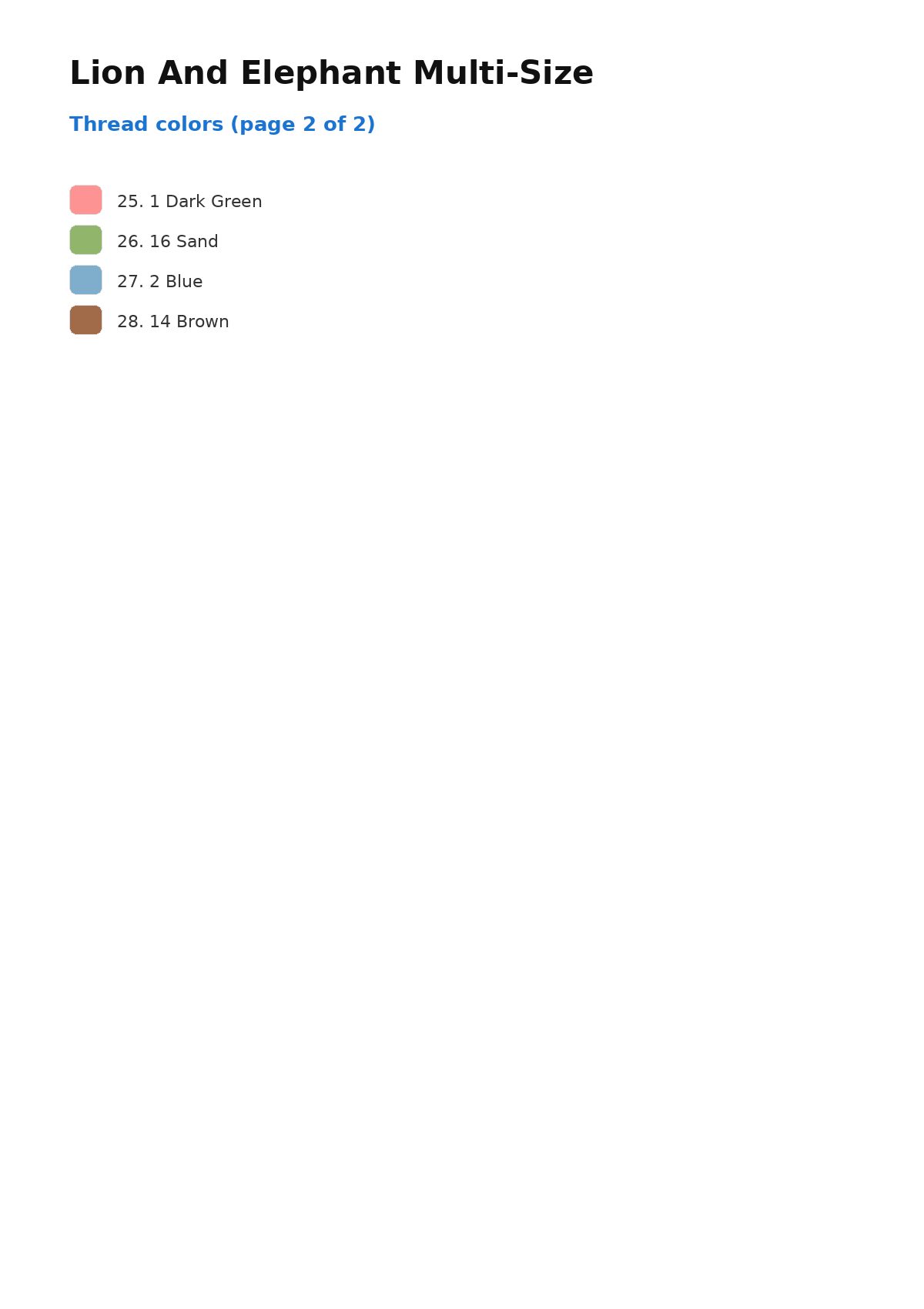 Thread color chart