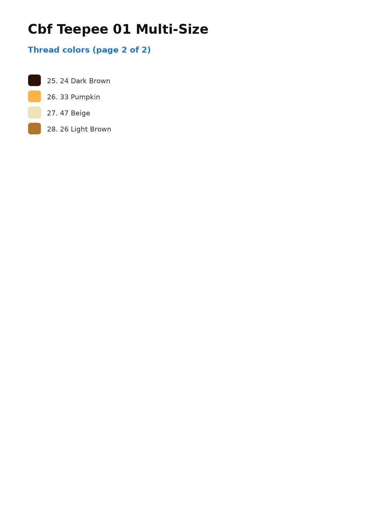 Thread color chart