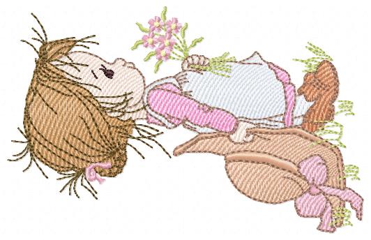 Girl Elegant X Multi-Size free machine embroidery design — 3.42×5.39 in — 12,610 stitches — 13 colors — DST, EXP, JEF, PES, XXX