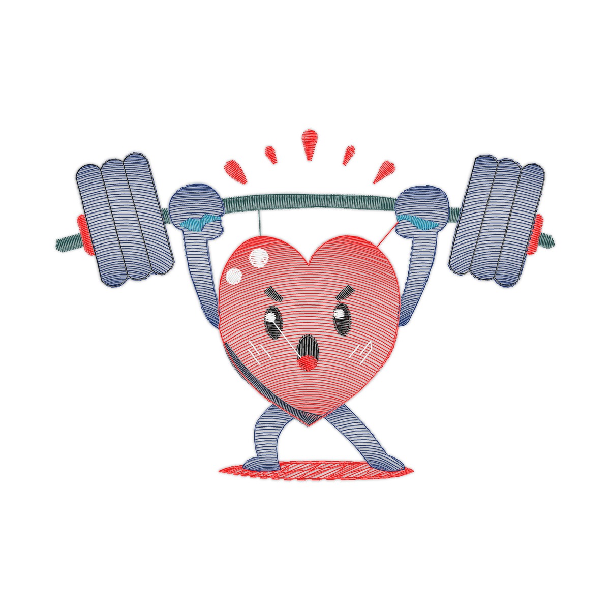 Heart X Multi-Size free machine embroidery design — 4.72×3.32 in — 7,008 stitches — 10 colors — DST, EXP, JEF, PES, XXX