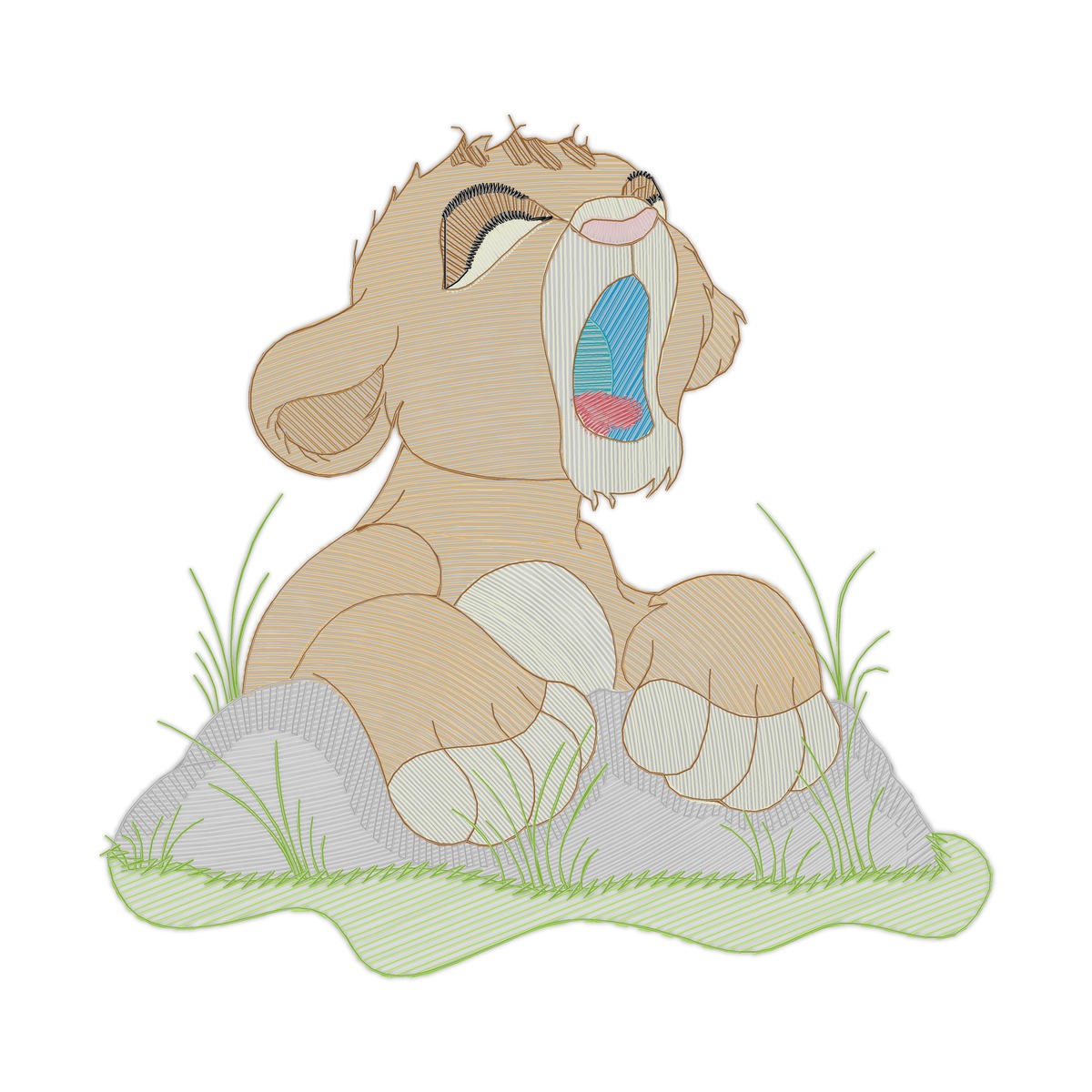 King Lion 3 Multi-Size free machine embroidery design — 4.27×4.13 in — 10,017 stitches — 15 colors — DST, EXP, JEF, PES, XXX