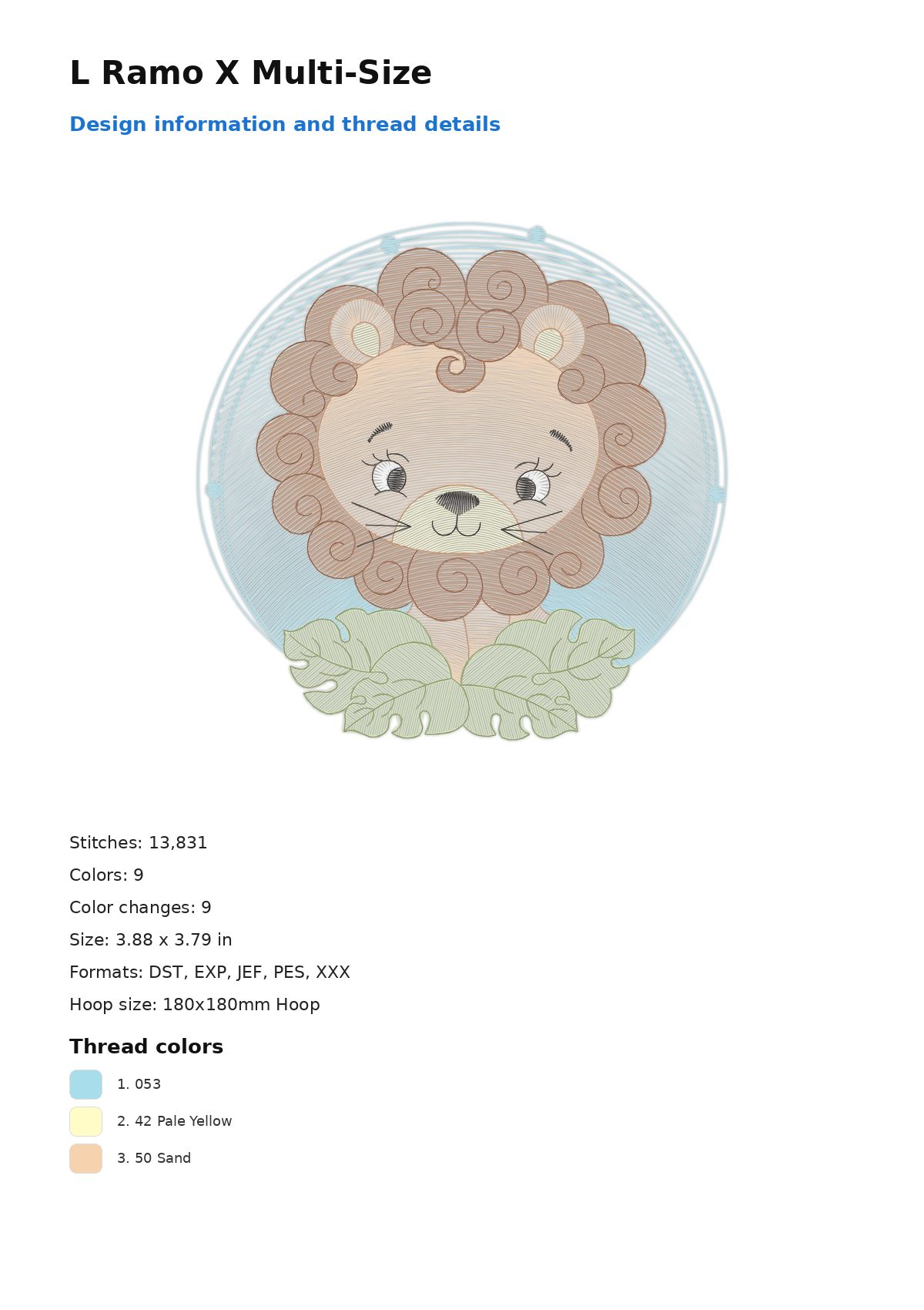 L Ramo X Multi-Size free machine embroidery design — 3.88×3.79 in — 13,831 stitches — 9 colors — DST, EXP, JEF, PES, XXX