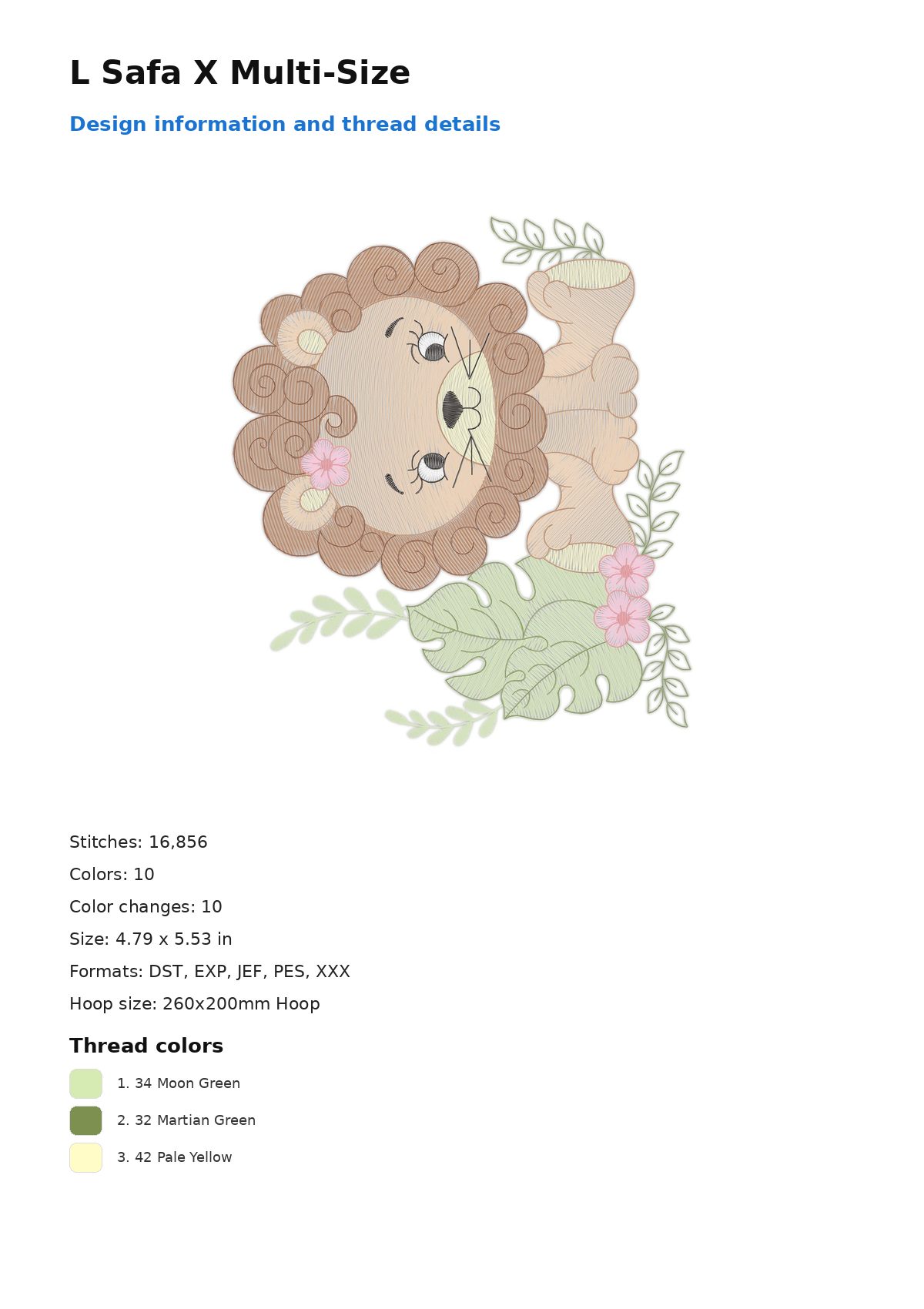 L Safa X Multi-Size free machine embroidery design — 4.79×5.53 in — 16,856 stitches — 10 colors — DST, EXP, JEF, PES, XXX
