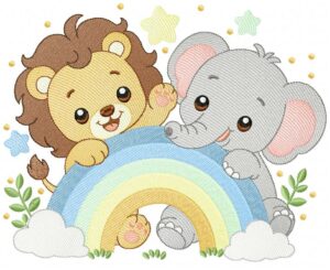 Lion And Elephant 3 Free Machine Embroidery Design