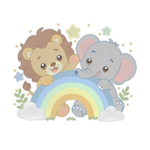 Lion And Elephant 3 Free Machine Embroidery Design