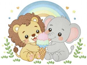 Lion And Elephant Free Machine Embroidery Design
