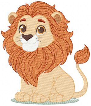 Lion Orange Cute Eyes X Free Machine Embroidery