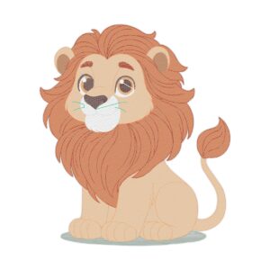 Lion Orange Cute Eyes X Free Machine Embroidery