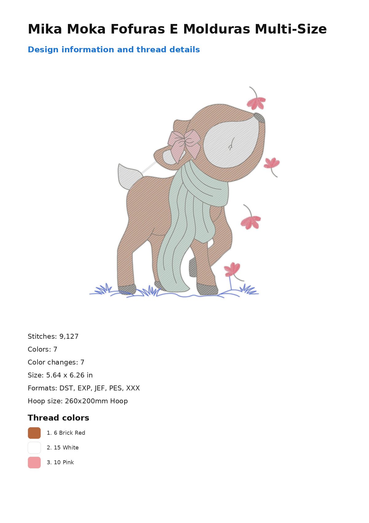 Mika Moka Fofuras E Molduras Multi-Size free machine embroidery design — 5.64×6.26 in — 9,127 stitches — 7 colors — DST, EXP, JEF, PES, XXX