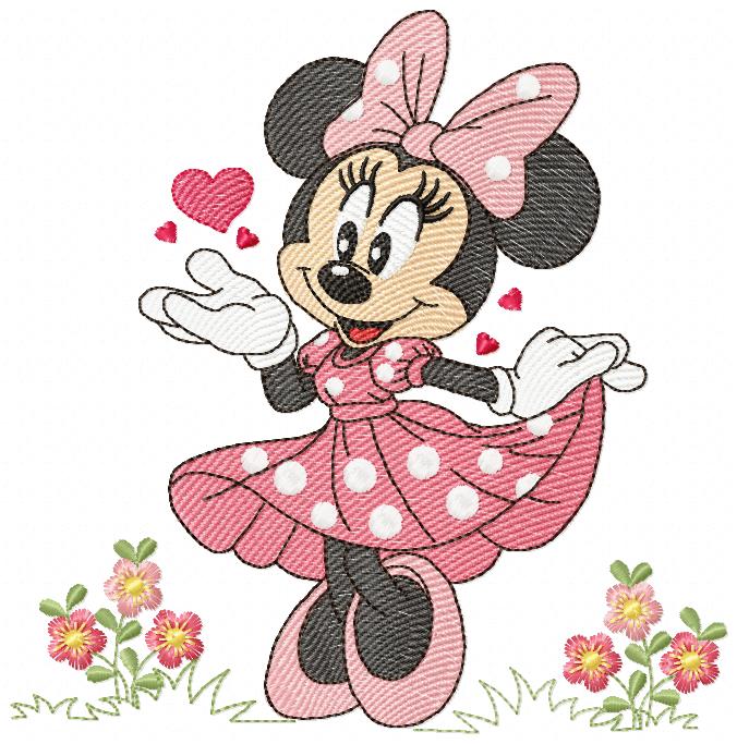Minnie Garden X Multi-Size free machine embroidery design — 4.66×4.72 in — 11,817 stitches — 12 colors — DST, EXP, JEF, PES, XXX