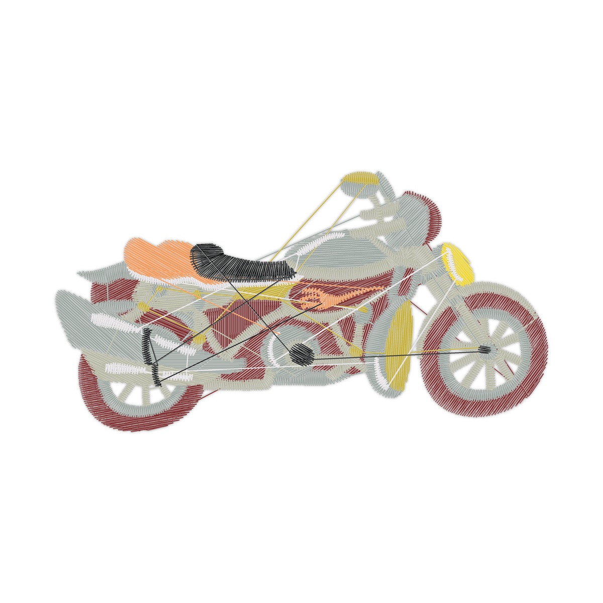 Motorcycle Love Born To Be Wild Linework Design free machine embroidery design — 3.93×2.07 in — 12,570 stitches — 9 colors — VP3