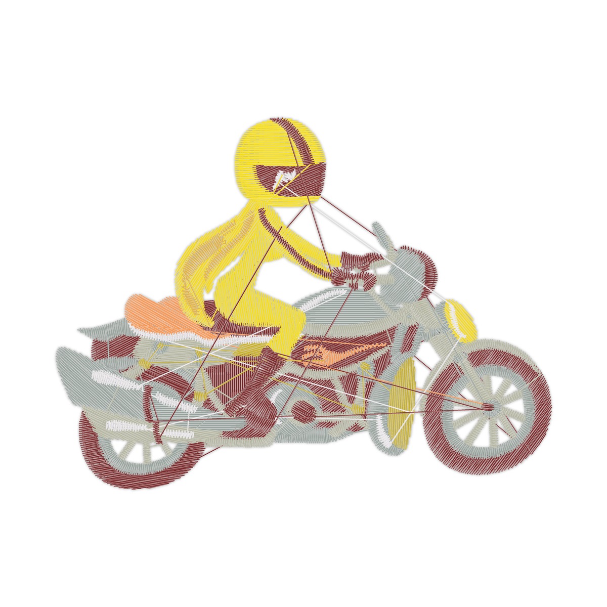Motorcycle Love Born To Be Wild Linework Design free machine embroidery design — 3.93×2.94 in — 15,305 stitches — 12 colors — VP3