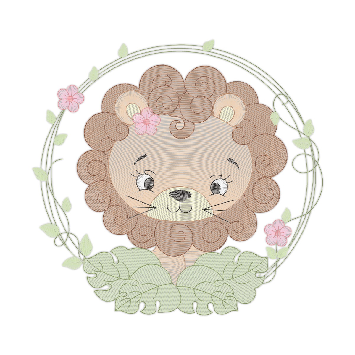 Ramo Lioness X Multi-Size free machine embroidery design — 4.74×4.5 in — 15,921 stitches — 11 colors — DST, EXP, JEF, PES, XXX