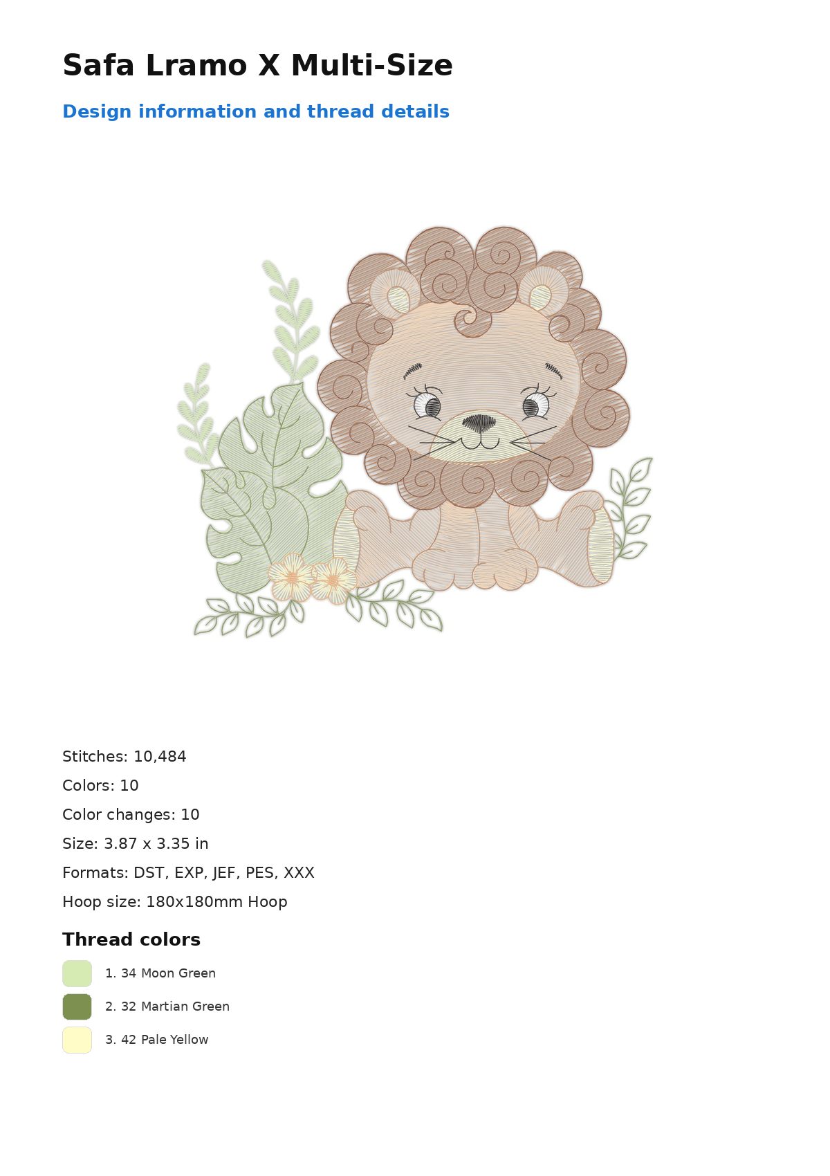Safa Lramo X Multi-Size free machine embroidery design — 3.87×3.35 in — 10,484 stitches — 10 colors — DST, EXP, JEF, PES, XXX