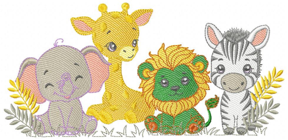 Safari free machine embroidery design — 10.05×4.8 in — 34,281 stitches — 17 colors — DST, EXP, JEF, PES, XXX