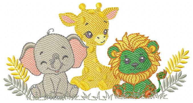 Safari X Multi-Size free machine embroidery design — 6.9×3.6 in — 19,189 stitches — 15 colors — DST, EXP, JEF, PES, XXX
