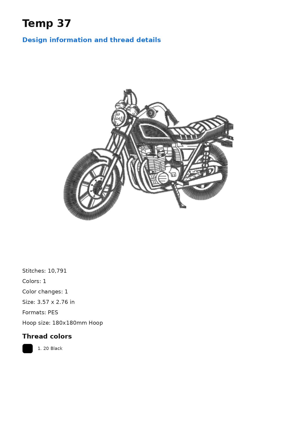 Temp 37 free machine embroidery design — 3.57×2.76 in — 10,791 stitches — 1 colors — PES