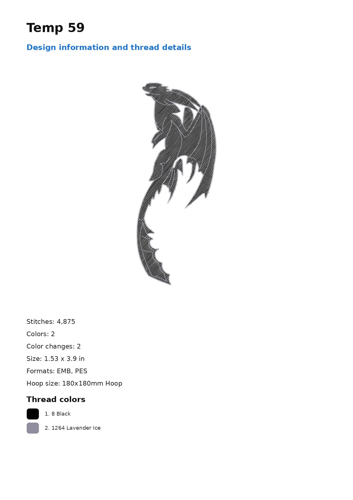 Temp 59 free machine embroidery design — 1.53×3.9 in — 4,875 stitches — 2 colors — EMB, PES