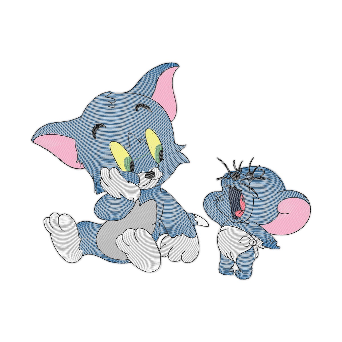 Tomejerry X Multi-Size free machine embroidery design — 5.87×4.55 in — 13,645 stitches — 11 colors — DST, EXP, JEF, PES, XXX