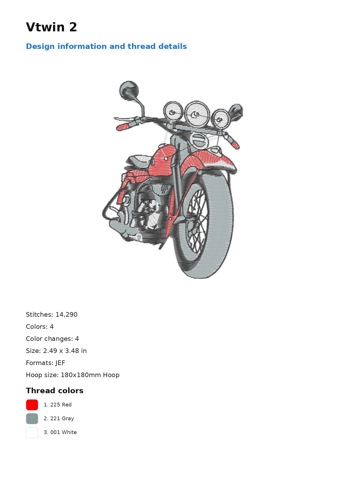 Vtwin 2 free machine embroidery design — 2.49×3.48 in — 14,290 stitches — 4 colors — JEF