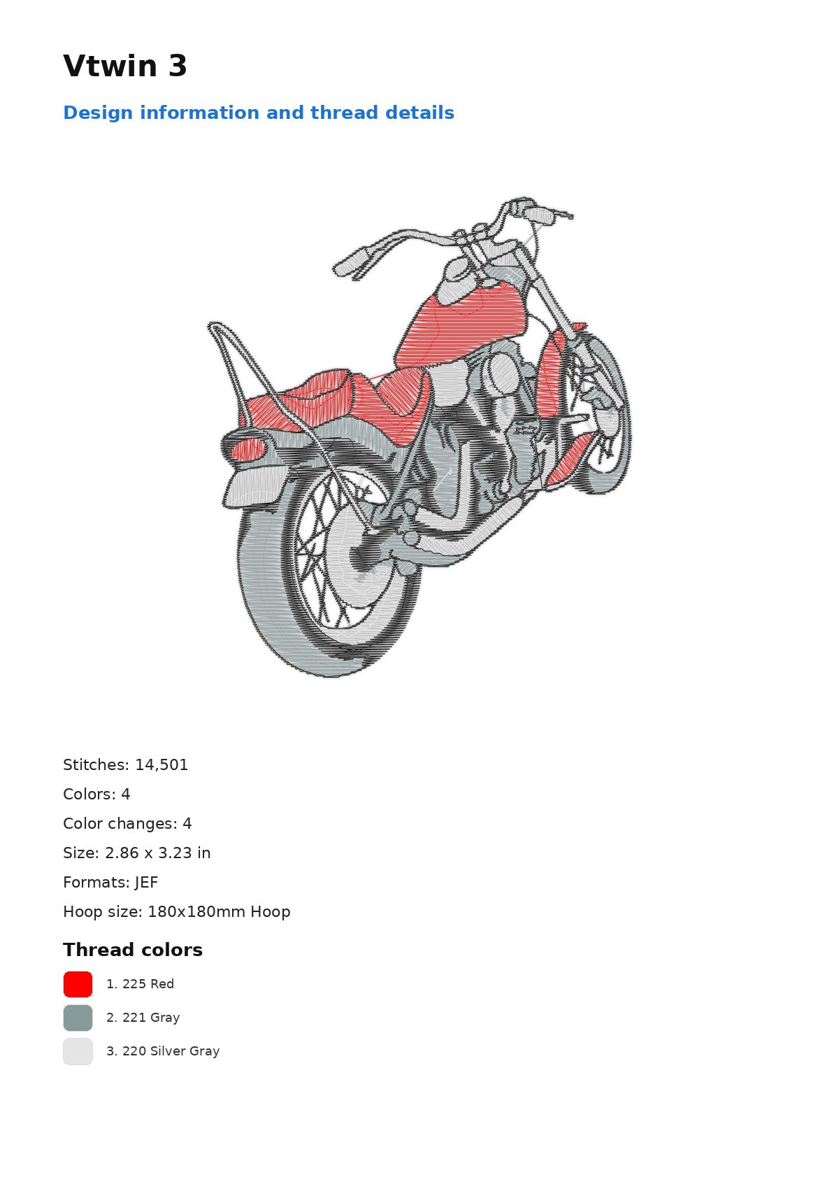 Vtwin 3 free machine embroidery design — 2.86×3.23 in — 14,501 stitches — 4 colors — JEF