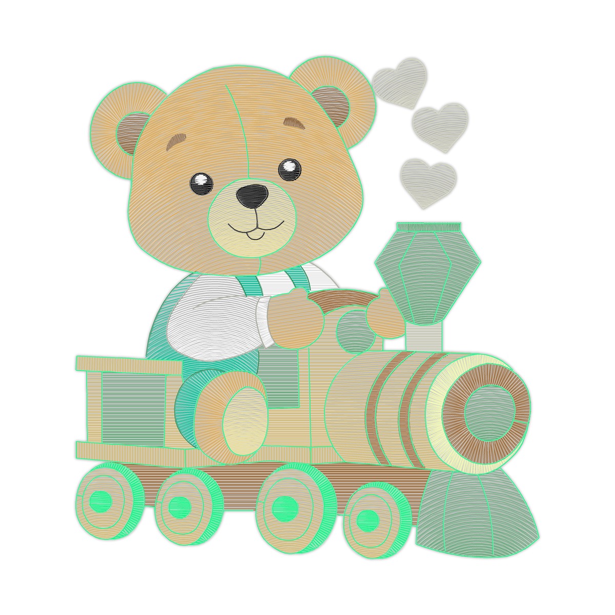 Bear Maq V Multi-Size free machine embroidery design — 5.73×6.22 in — 21,282 stitches — 14 colors — DST, EXP, JEF, PES, XXX