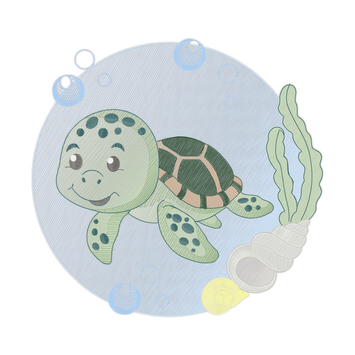 Collection Under Water Of Ocean Part 8 Multi-Size free machine embroidery design — 5.82×5.57 in — 22,032 stitches — 16 colors — DST, EXP, JEF, PES, XXX