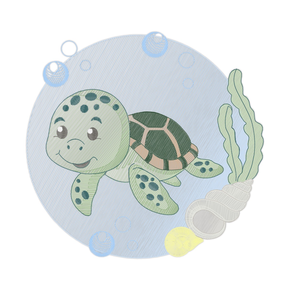 Collection Under Water Of Ocean Part 8 Multi-Size free machine embroidery design — 5.31×5.08 in — 19,691 stitches — 16 colors — DST, EXP, JEF, PES, XXX