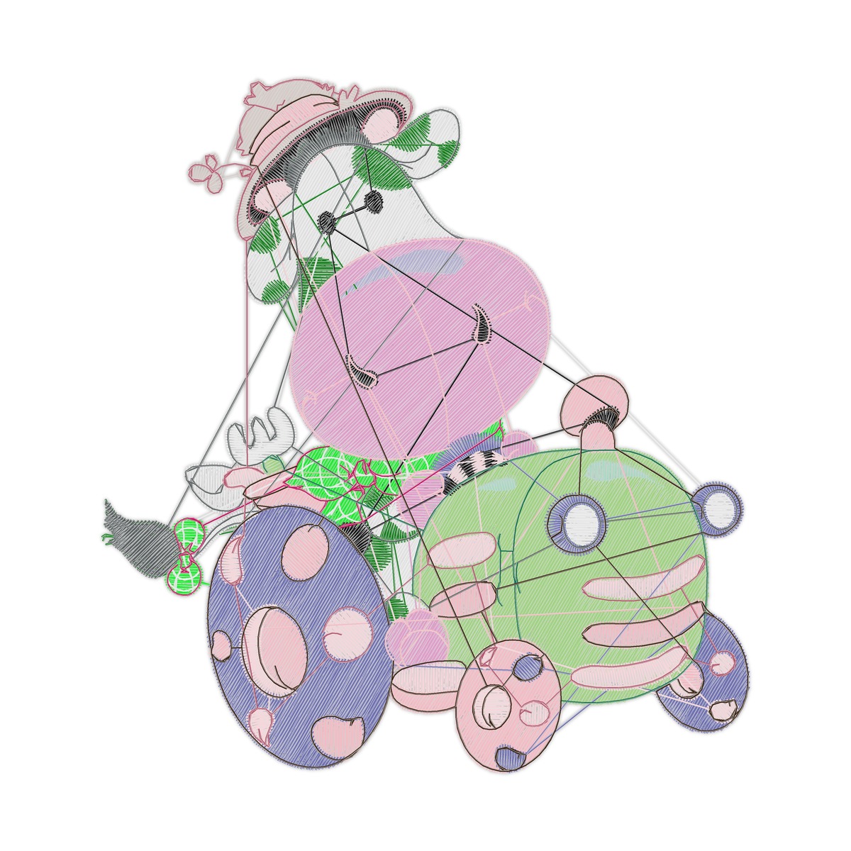 Farm Friends 002 Multi-Size free machine embroidery design — 4.8×5.16 in — 27,581 stitches — 22 colors — PES