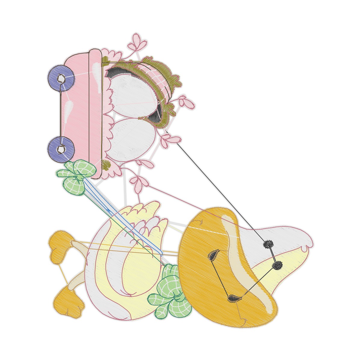Farm Friends 007 Multi-Size free machine embroidery design — 4.83×5.34 in — 22,197 stitches — 20 colors — PES