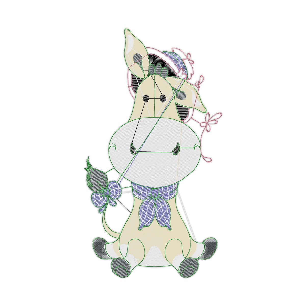 Farm Friends 009 Multi-Size free machine embroidery design — 3.76×6.83 in — 20,946 stitches — 14 colors — PES
