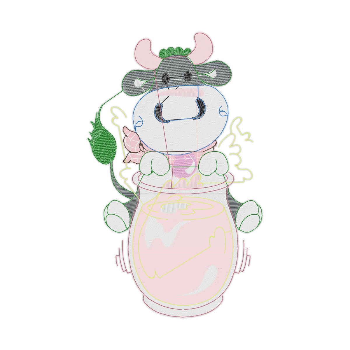 Farm Friends 011 Multi-Size free machine embroidery design — 4.18×6.83 in — 26,179 stitches — 21 colors — PES