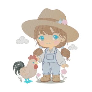 Farm Girl And Galo Free Machine Embroidery Design