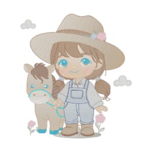 Farm Girl And Horse Free Machine Embroidery Design