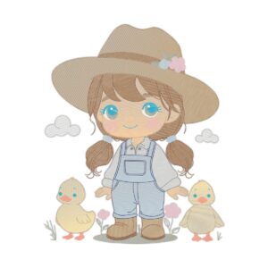 Farm Girl And Patinhos Free Machine Embroidery Design