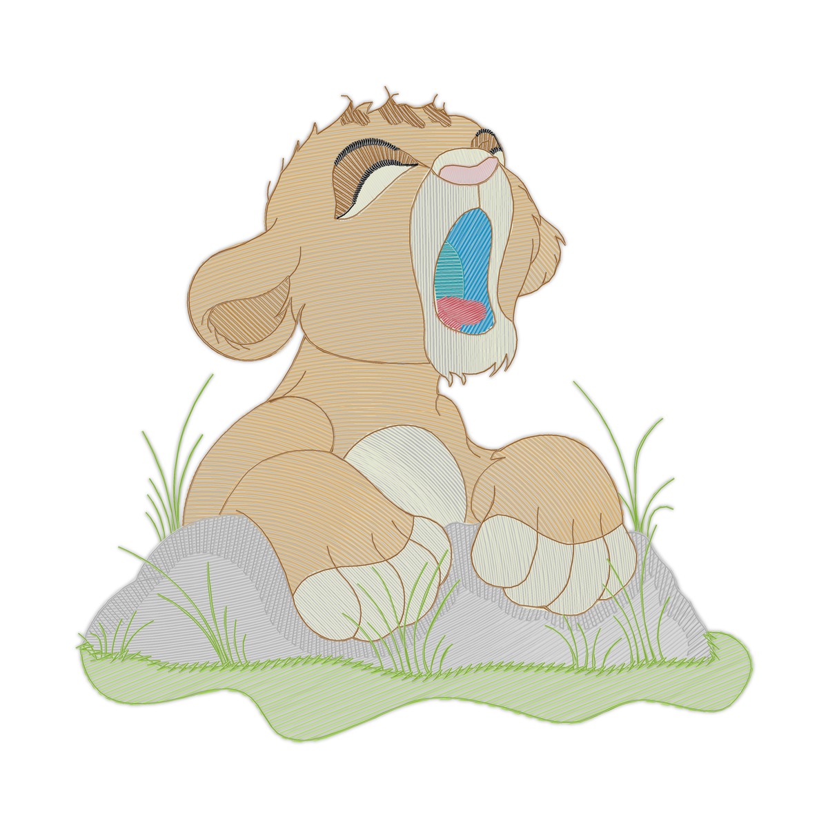 King Lion 3 Multi-Size free machine embroidery design — 5.45×5.28 in — 13,817 stitches — 15 colors — DST, EXP, JEF, PES, XXX