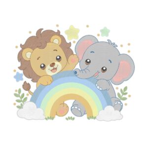 Lion And Elephant 3 Free Machine Embroidery Design