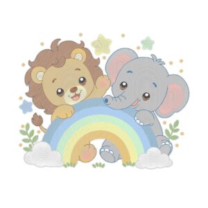 Lion And Elephant 3 Free Machine Embroidery Design