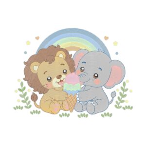 Lion And Elephant Free Machine Embroidery Design